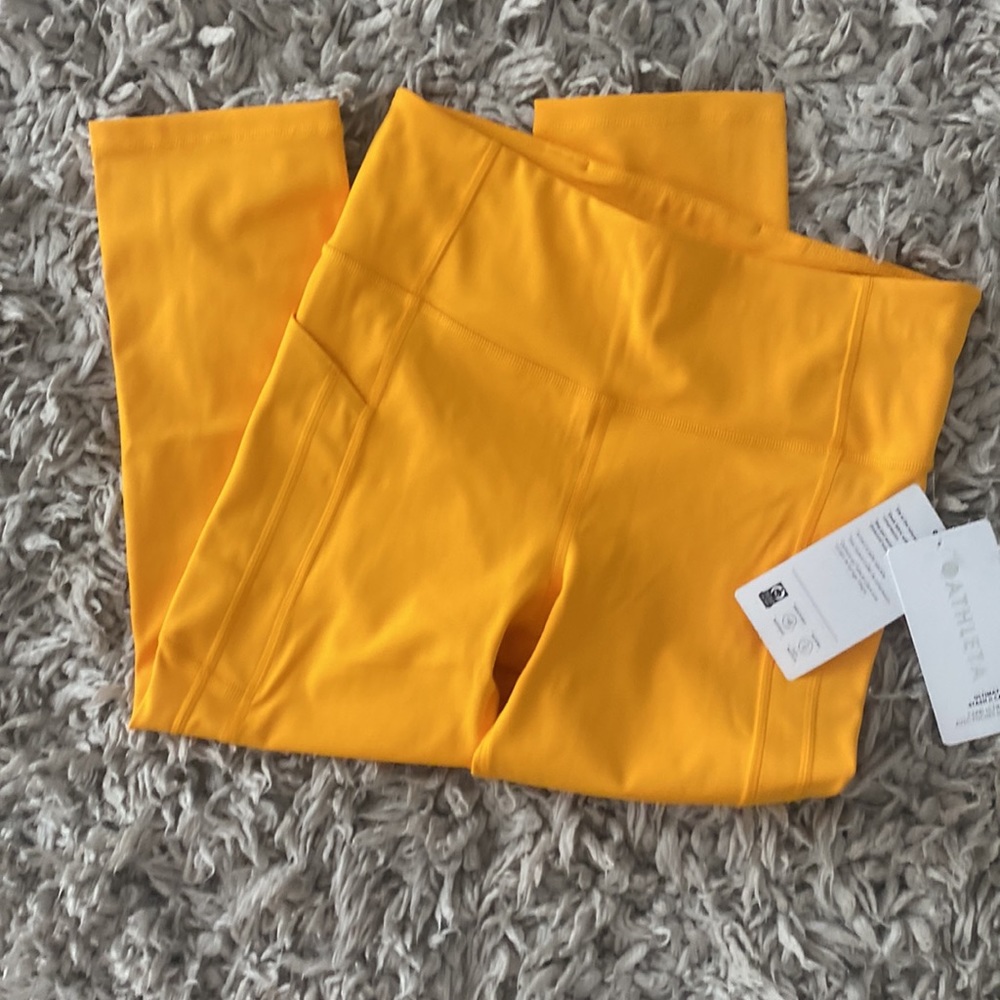 Athleta Capri Medium Workout Ultimate Stash II Capri Radiant Sunrise Yellow NWT - Picture 7 of 10